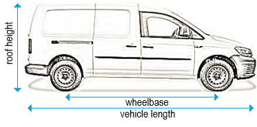 Volkswagen Caddy 2015 onwards - LWB Maxi - L2, low roof - H1, twin doors