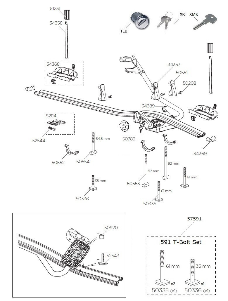 thule proride 591 spare parts