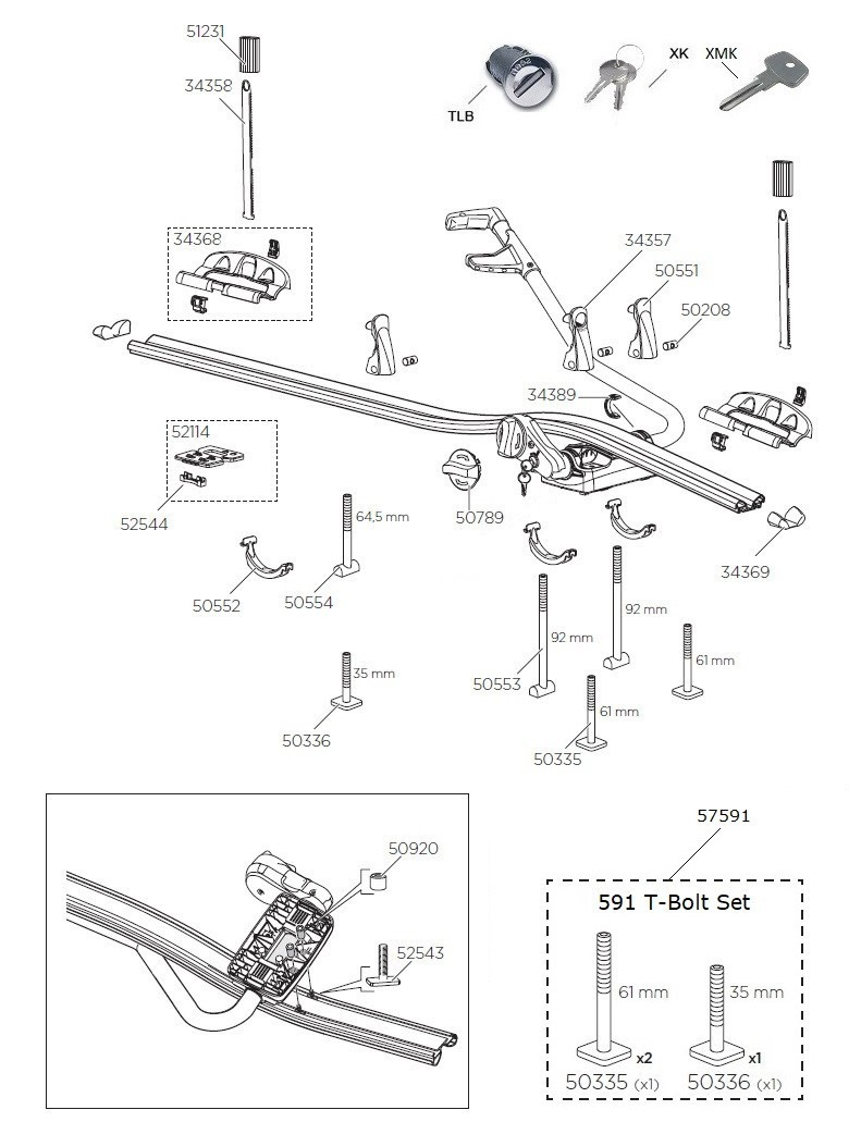 Aanzetten mesh periode Spare parts for : Thule ProRide 591