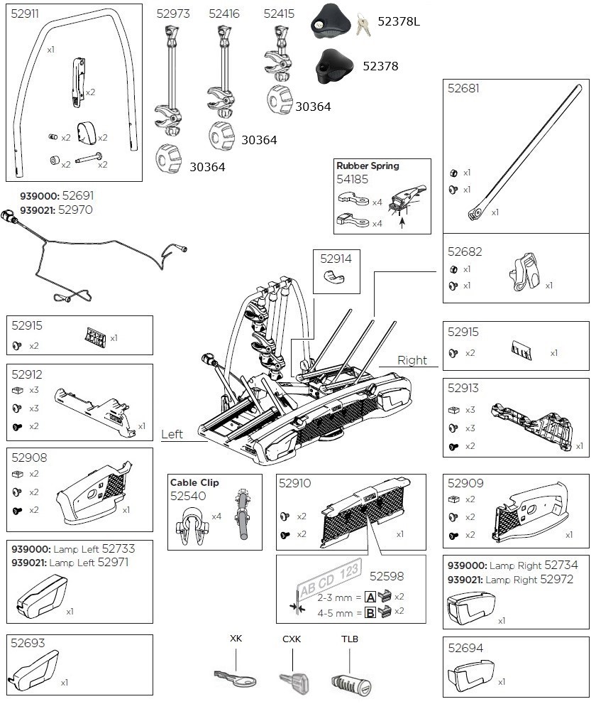 Spare Parts for : Thule VeloSpace XT 3 939