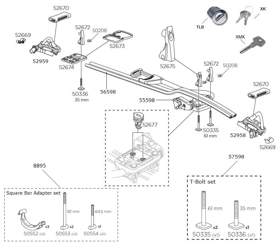 Spare Parts for : Thule ProRide 598