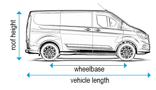 Ford Transit Custom 2013 onwards - SWB - L1, low roof - H1, twin doors