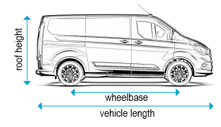 Ford Transit Custom 2013 onwards - SWB - L1, low roof - H1, tailgate