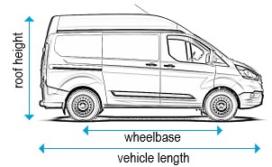 Ford Transit Custom 2013 onwards - SWB - L1, high roof - H2, twin doors