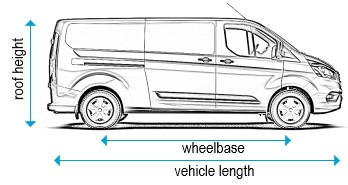 Ford Transit Custom 2013 onwards - LWB - L2, low roof - H1, tailgate