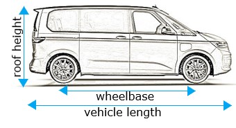 Volkswagen T7 Multivan 2022 onwards - SWB - L1, low roof - H1, tailgate