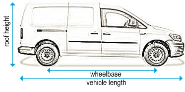 Volkswagen Caddy 2015 onwards - LWB Maxi - L2, low roof - H1, tailgate